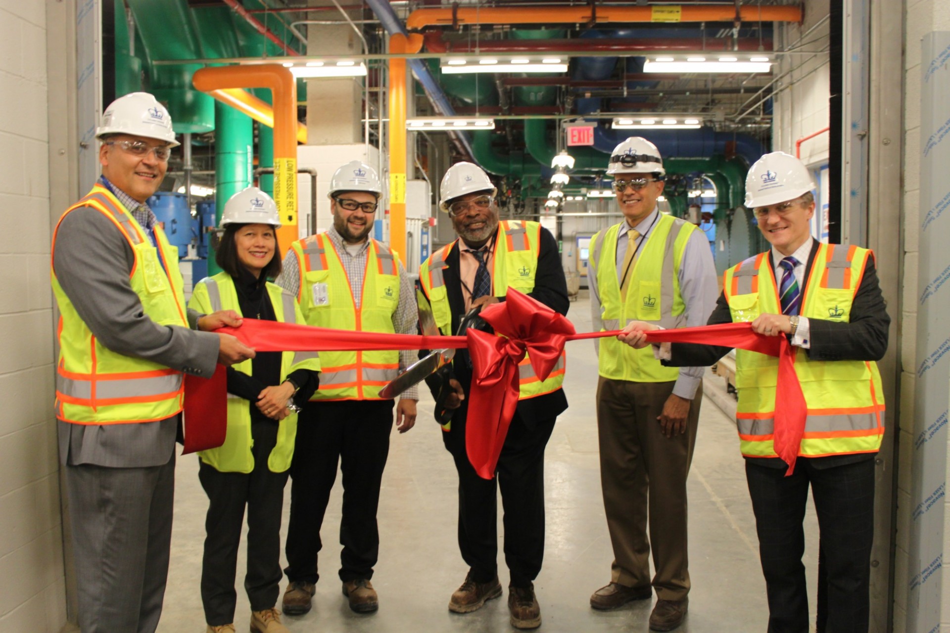 Photo from the ribbon cutting event marking the opening of the Central Energy Plant in Manhattanville.
