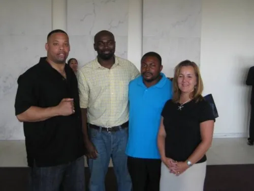 MWL vendors celebrate their recent University contracts at the third annual MWL Reception. From left are Chris Chernak fr om Chernak Contracting, Gideon Gabbidon fr om Spectra and Dean, Kristine DiNapoli from KND Electical, and Arsen Duverger from Jaysan Contracting. 