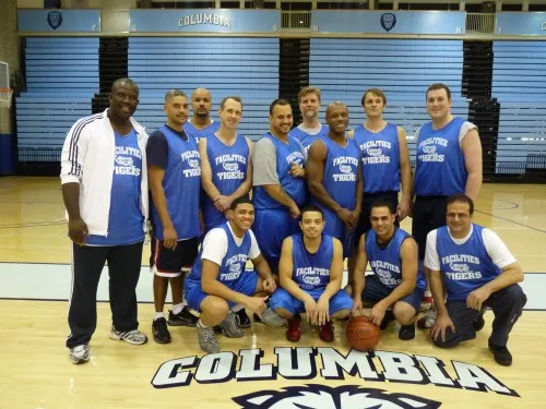 The "Facilities Tigers" gather following the CCS Basketball Tournament's semifinal game on January 6, 2011.   