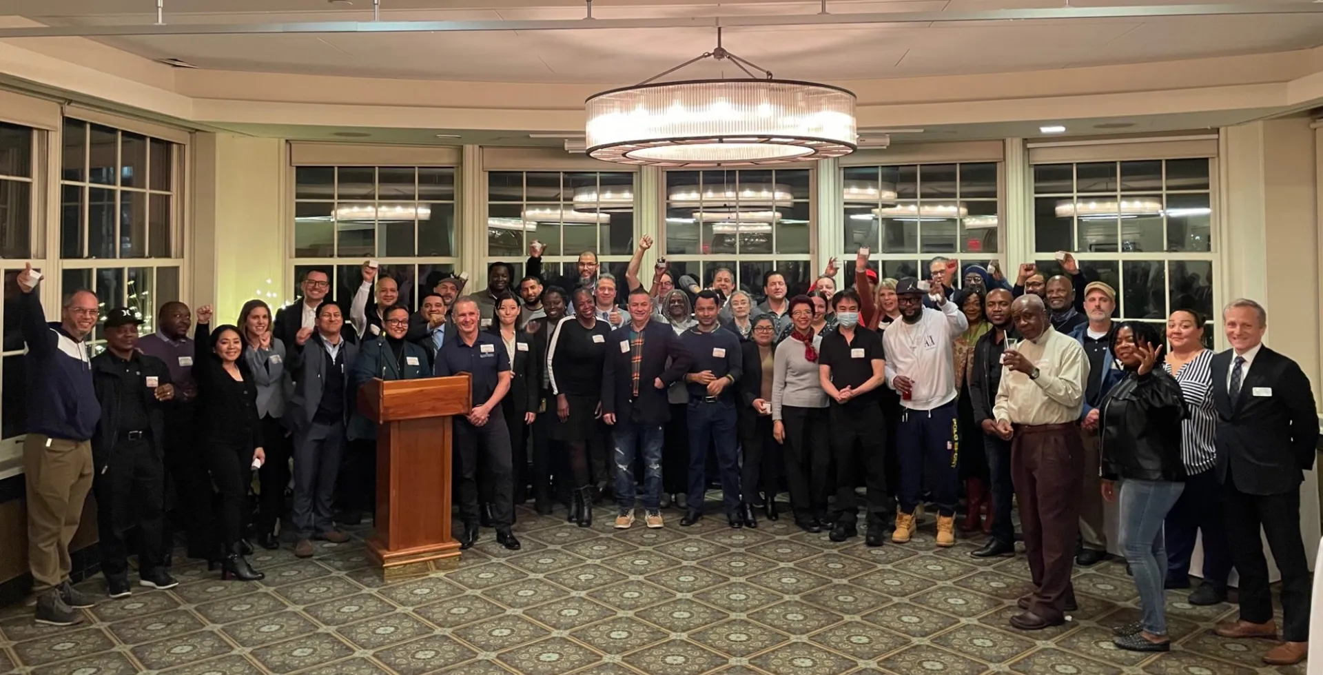 Facilities and Operations employees who are celebrating 10 years at Columbia University post for a photo