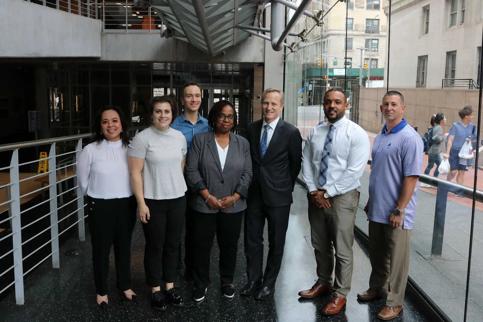 2019 graduates with David Greenberg group photo in Lerner Hall