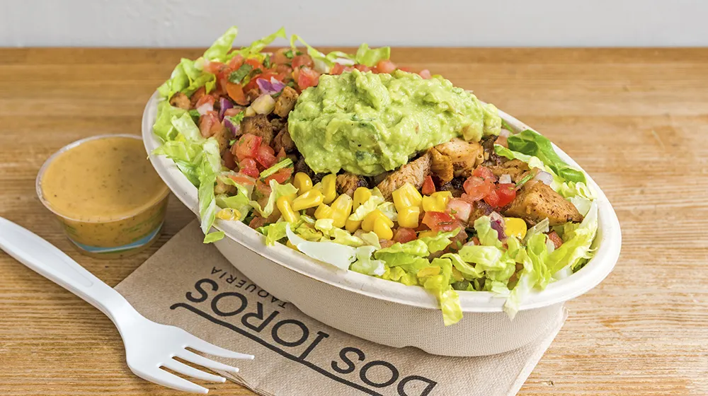 Dos Toros' chicken salad bowl with guacamole