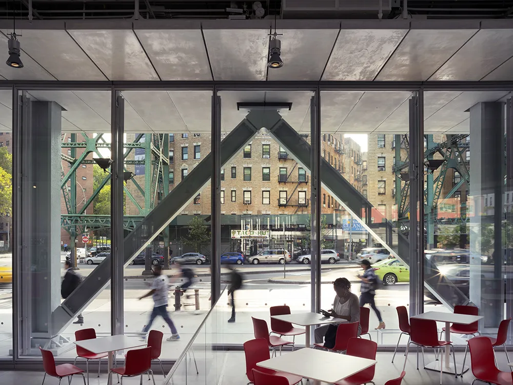 Like all new buildings on the Manhattanville campus, The Forum has a transparent ground floor that is open to the public.  (Photo: ©Nic Lehoux)