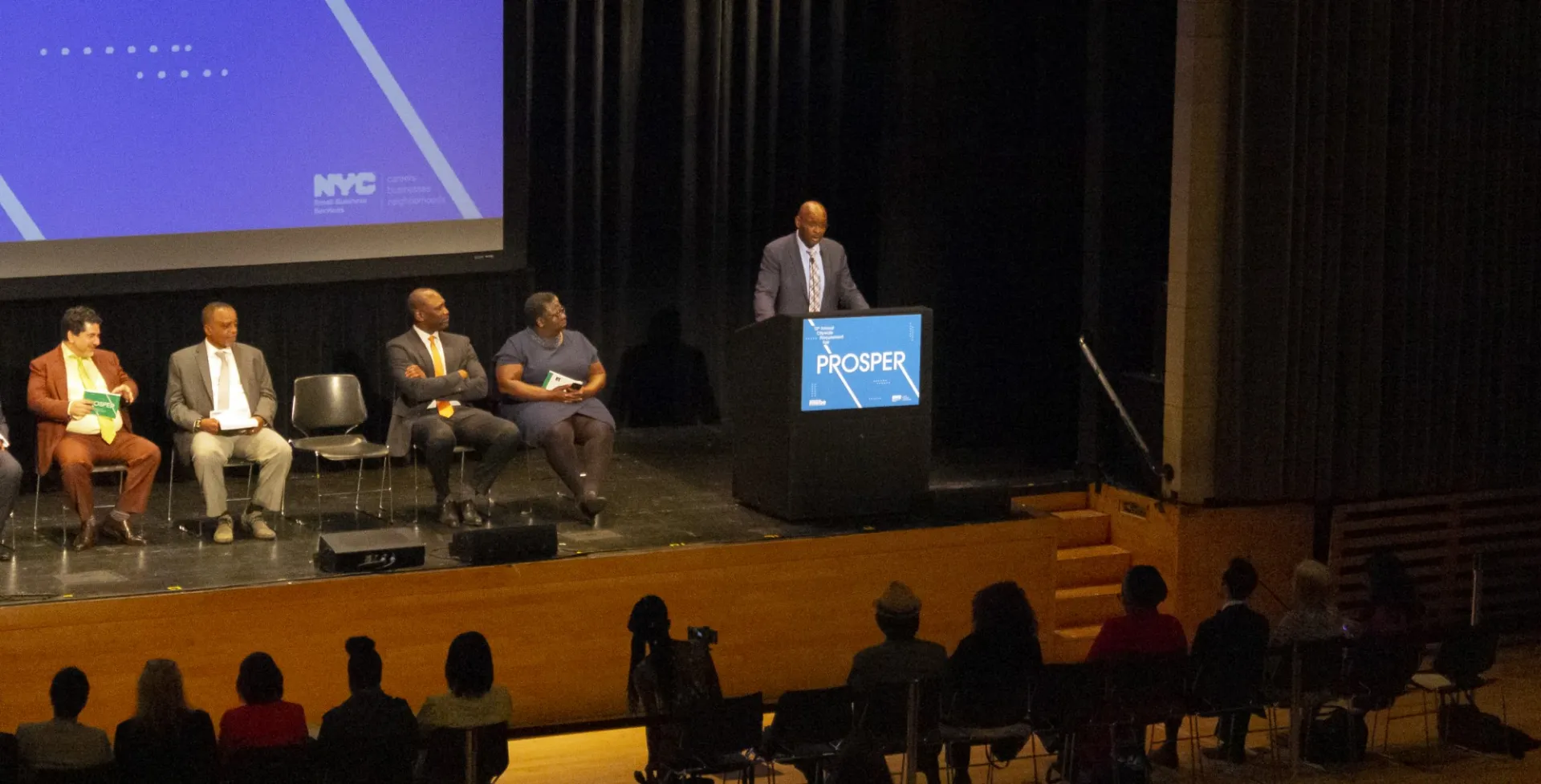 Cedric Gaddy, CUFO AVP for Capital Finance and Administrative Support, spoke to a full room at Lerner Hall for the NYC SBS Annual Procurement Fair.