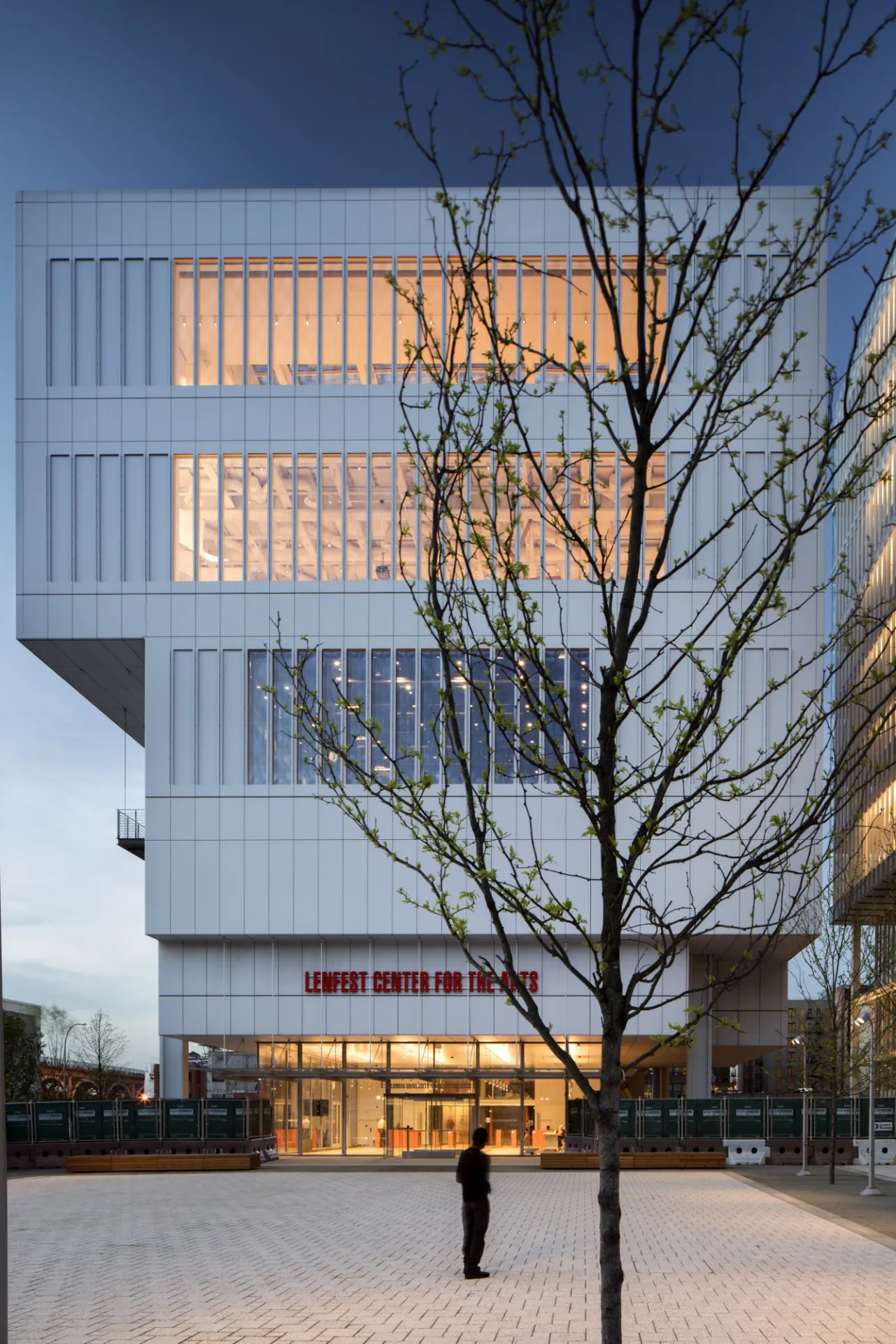 The Lenfest Center for the Arts at Columbia's Manhattanville campus. Both the Jerome L. Greene Science Center and Lenfest Center for the Arts have been awarded LEED Gold certifications for new construction. (Photo: (c) Nic Lehoux)