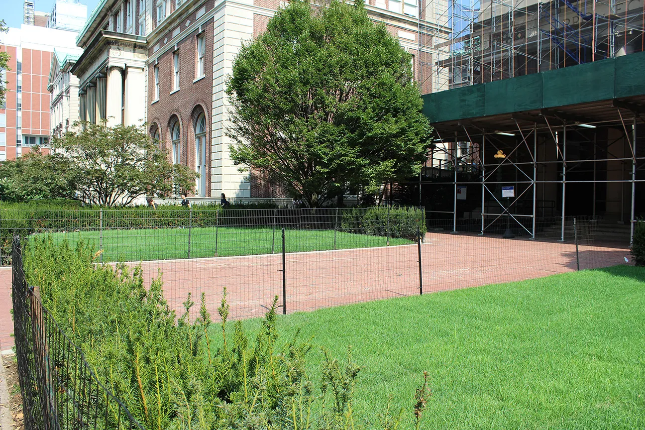 The perimeter shrubs leading up to St. Paul's Chapel were removed to create a more open and welcoming lawn space and building entrance. 