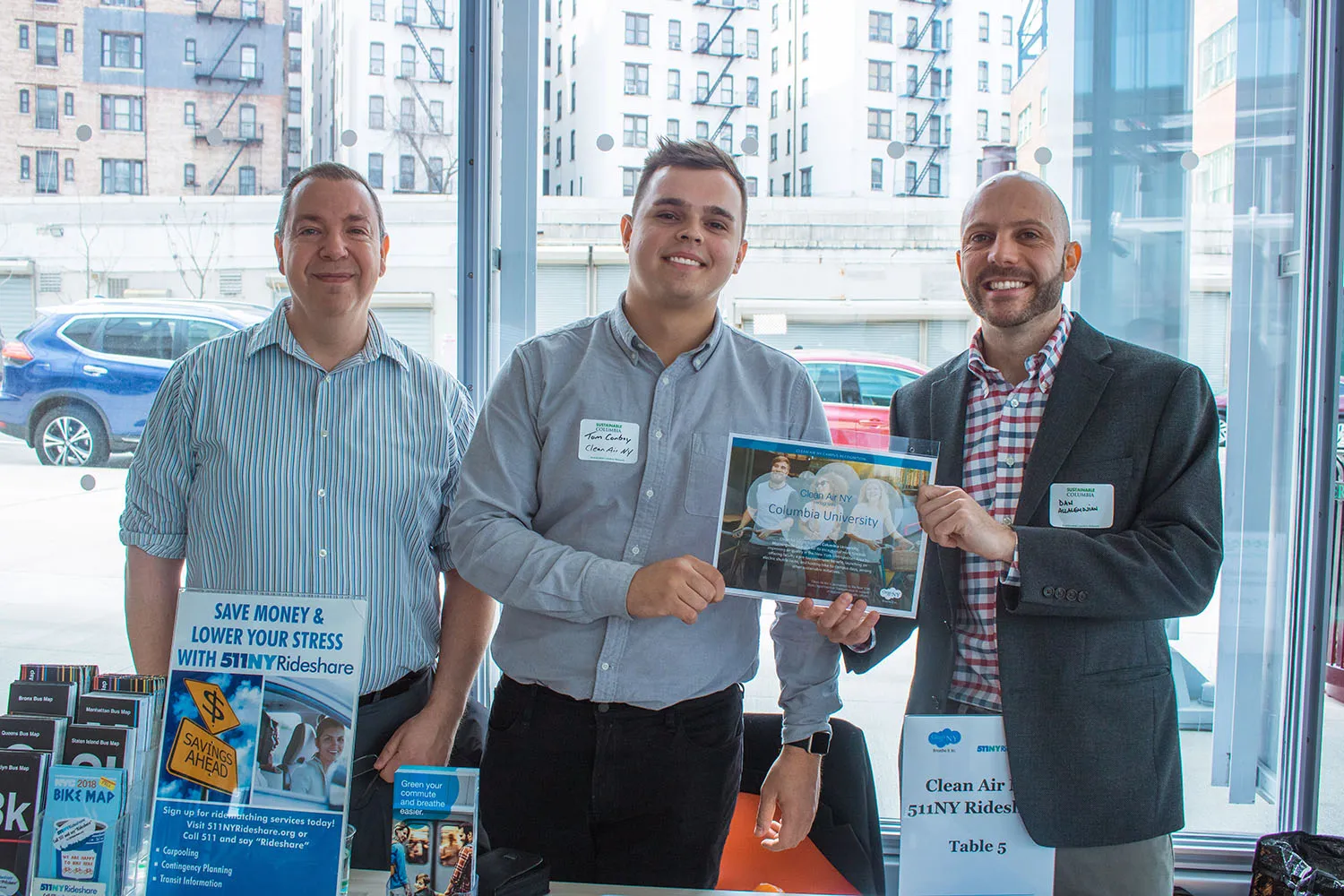 Dan Allalemdjian of Environmental Stewardship Office accepts Clean Air NY campus partner award on behalf of Columbia at the Campus Sustainability Fair