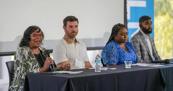 L-R: Tanya Pope, AVP, University Supplier Diversity, Columbia University, John Rooney, Area Director, Economic Inclusion at Gilbane Building Company, Ugochi Onyeukwu, Director, Diversity Equity Inclusion, NY Philharmonic and Kevin V.G. Wells, Esq. Chief Diversity Officer at Wildlife Conservation Society.