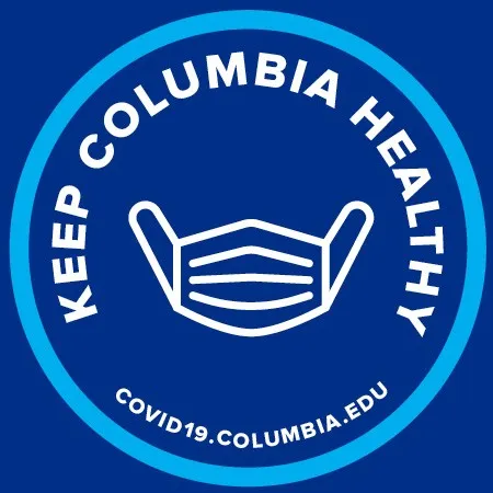 Keep Columbia Healthy sticker with an image of a face covering