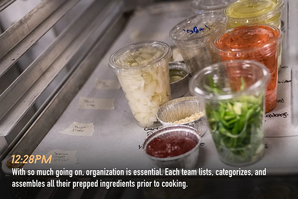 Assembled prepped ingredients