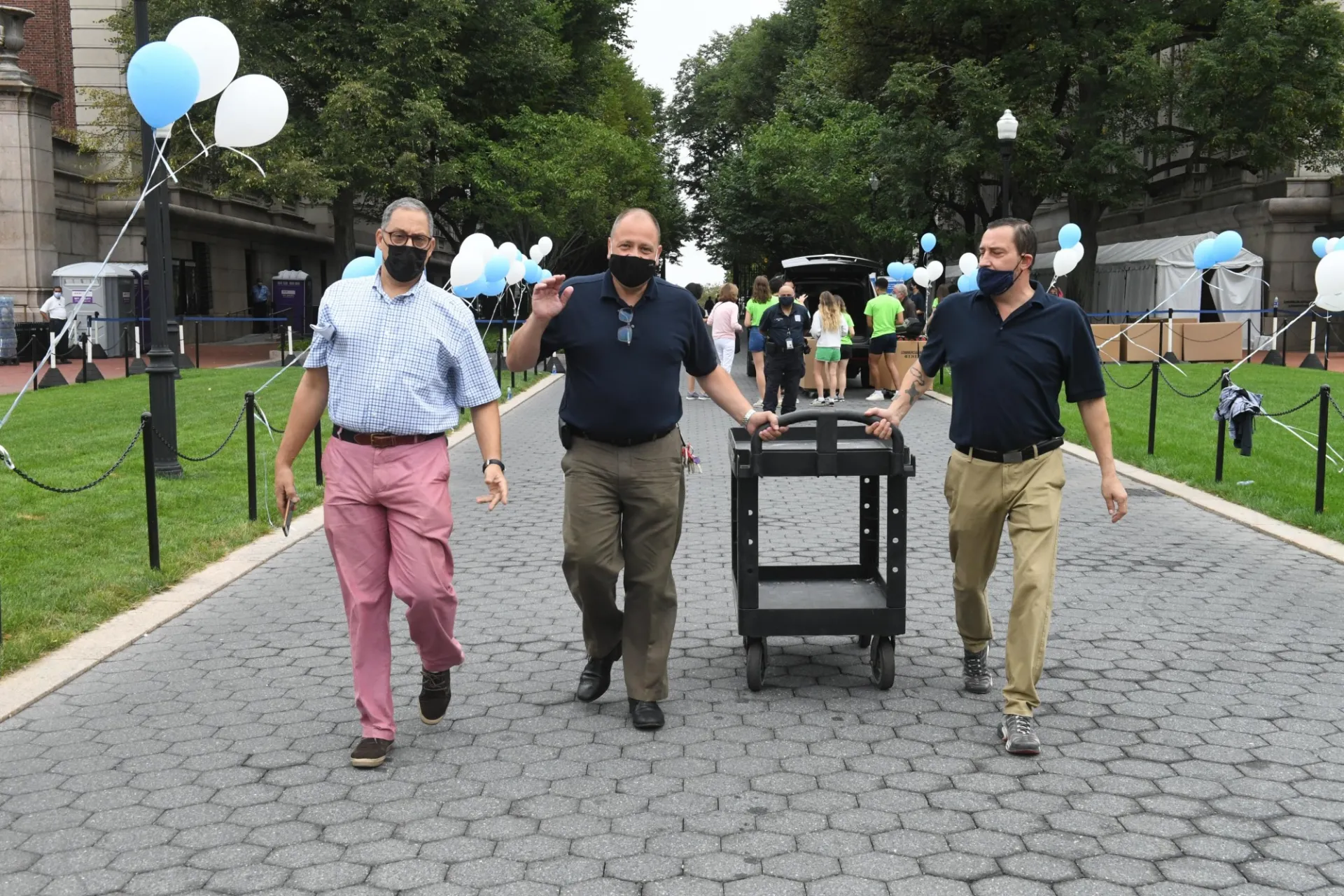 Event Management staff return from a catering delivery