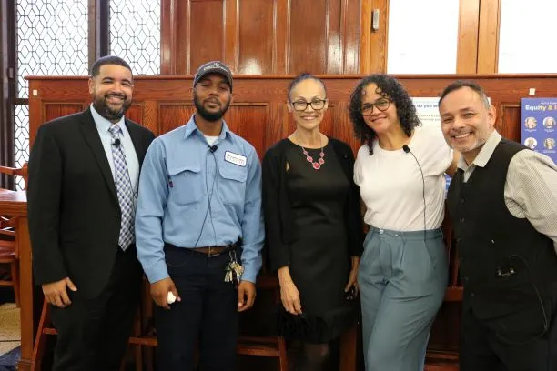 From left to right, Michael Roman (Human Resources), Brian Garcia-Tolentino (Operations), Annette Lopes (Human Resources), Xiomara De Sousa (Finance and Administration), and Jaime Rodriguez (Public Safety).  