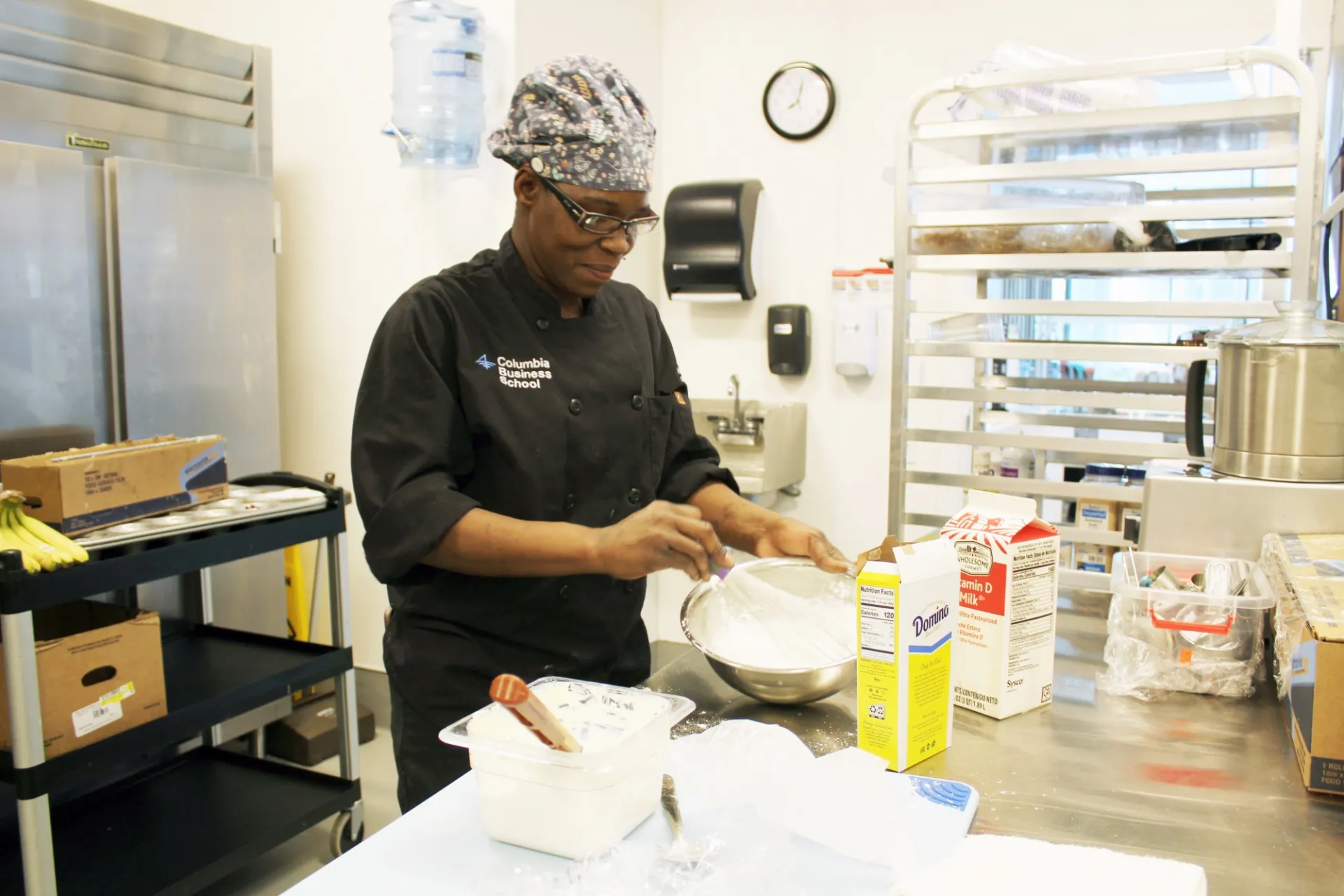 Onicka Baird of Columbia Dining preparing pastries
