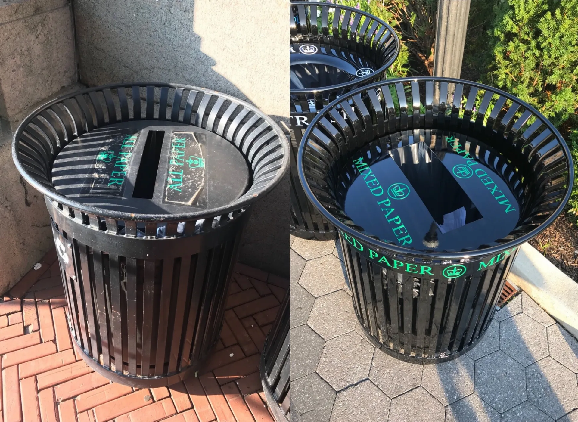 A before and after comparison of the paper receptacle