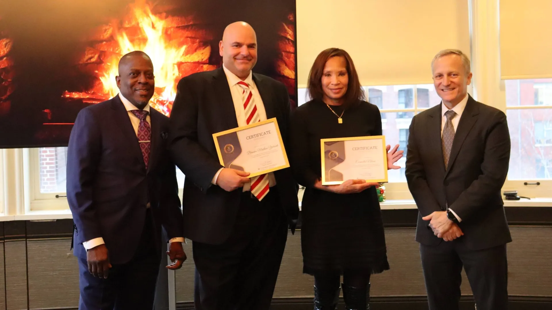 Group photo of the Public Safety team receiving certificates.