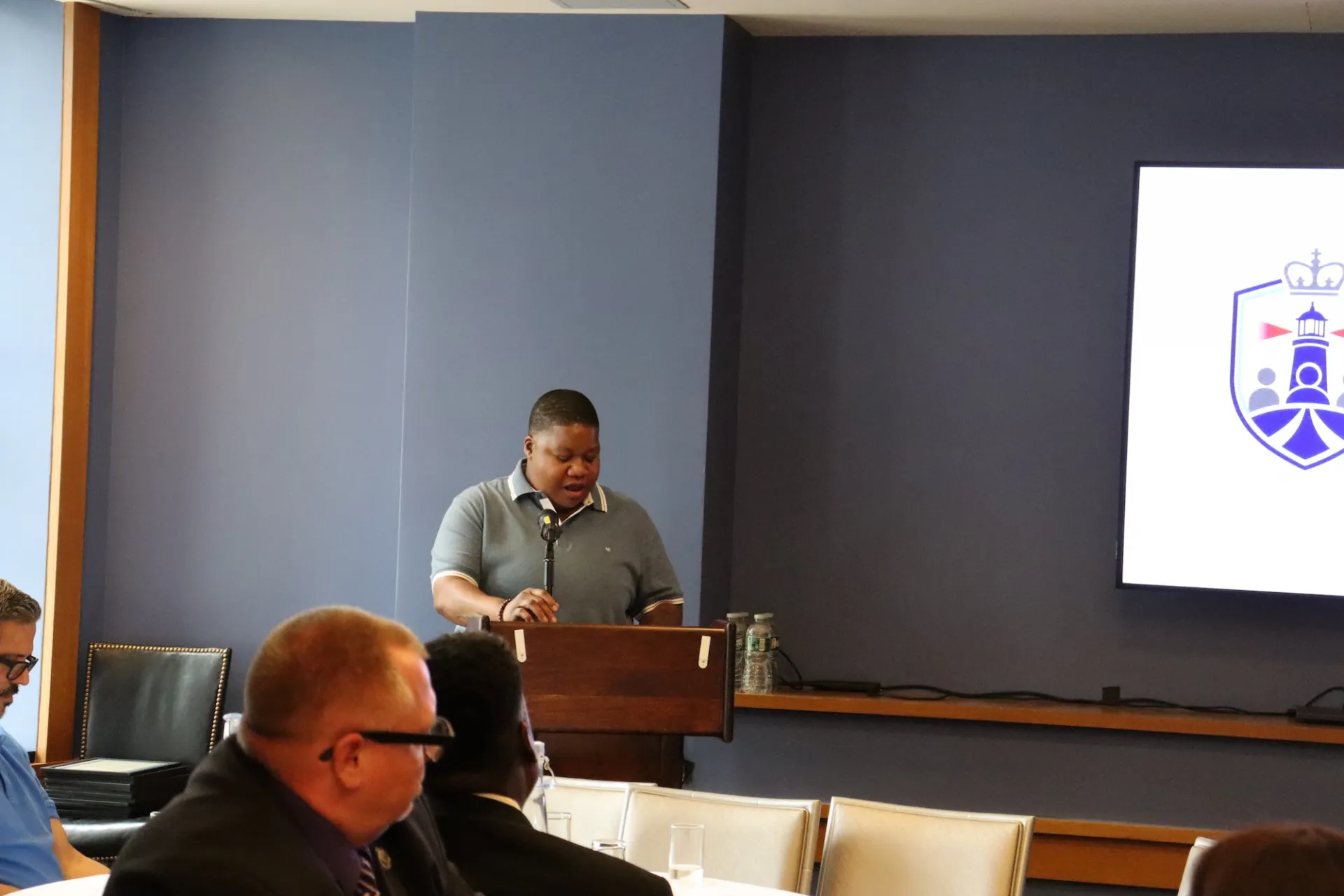 Sgt. Philips speaking into microphone