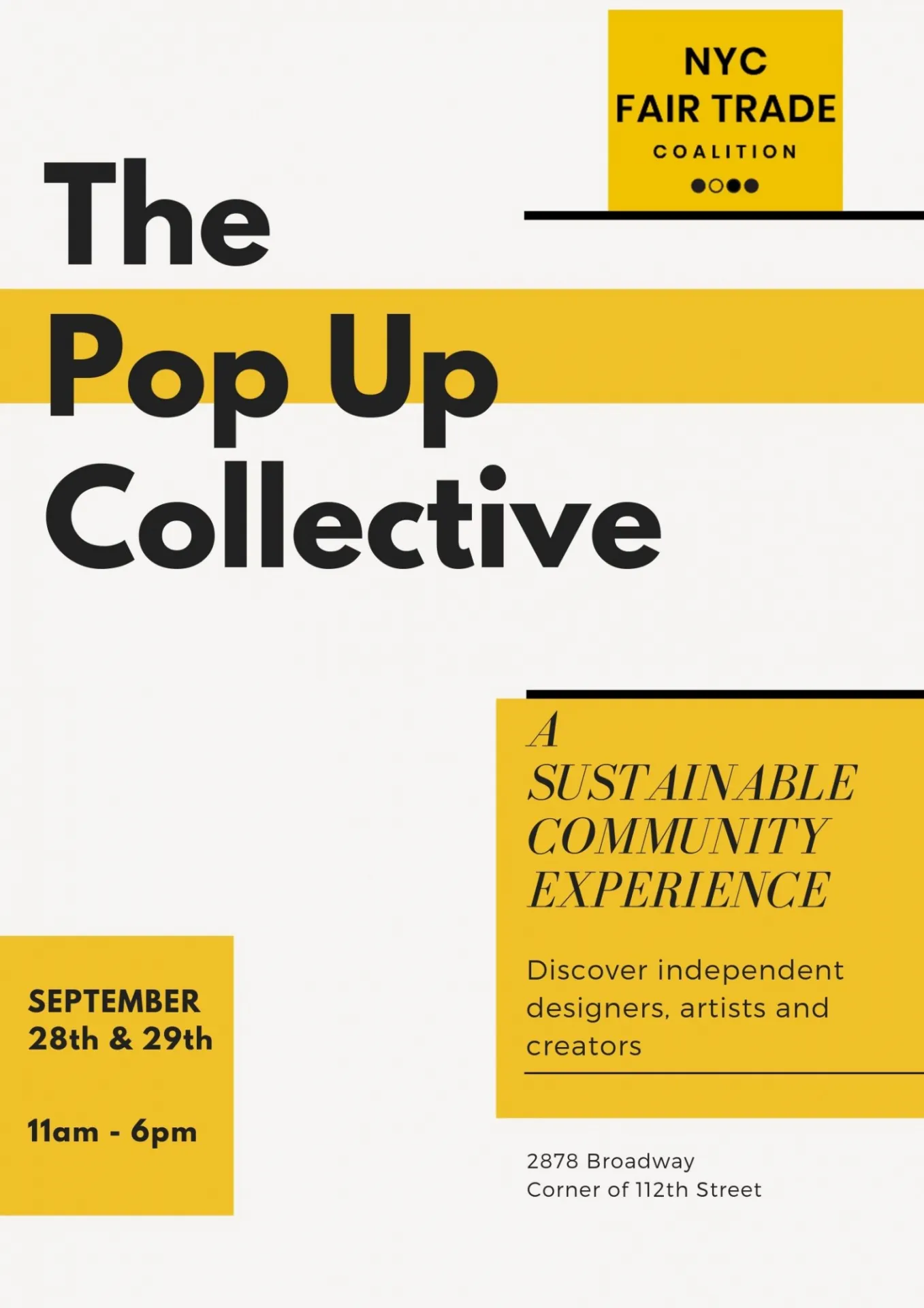 A flyer advertising the Pop-Up Collective market