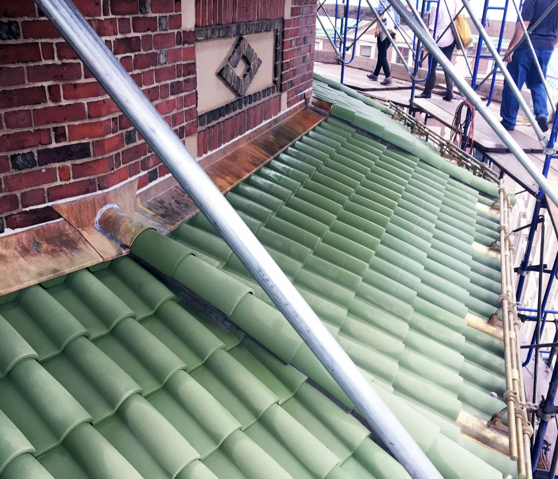 Newly replaced portions of the St. Paul’s Chapel roof.