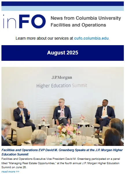 Screenshot of August 2025 edition of inFO newsletter