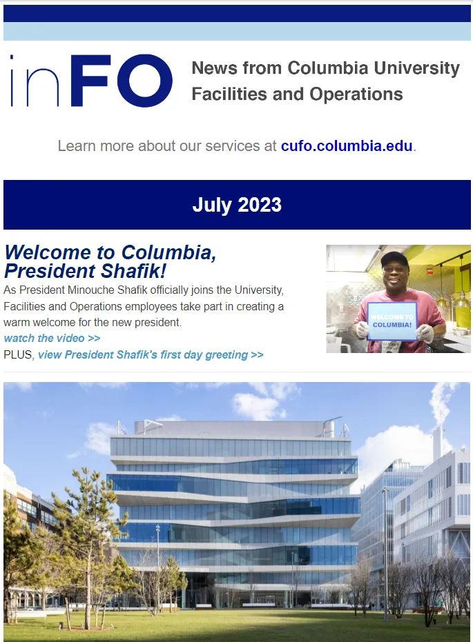 Screenshot of July 2023 inFO Newsletter.