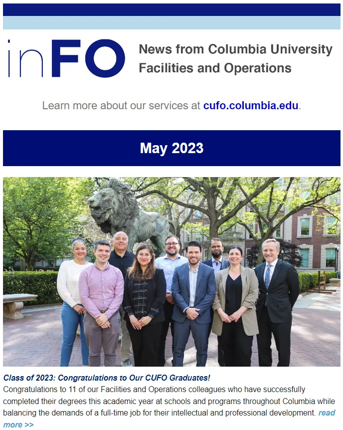 Screenshot of May 2023 inFO Newsletter.