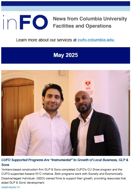 Screenshot of May 2025 edition of inFO newsletter
