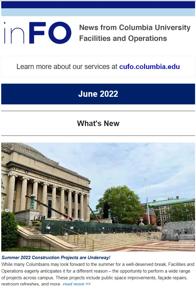 A screenshot of the June 2022 edition of inFO newsletter. 