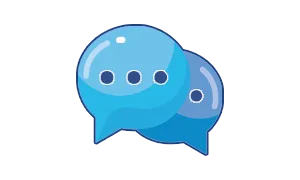 Graphic representing two speech bubbles. 