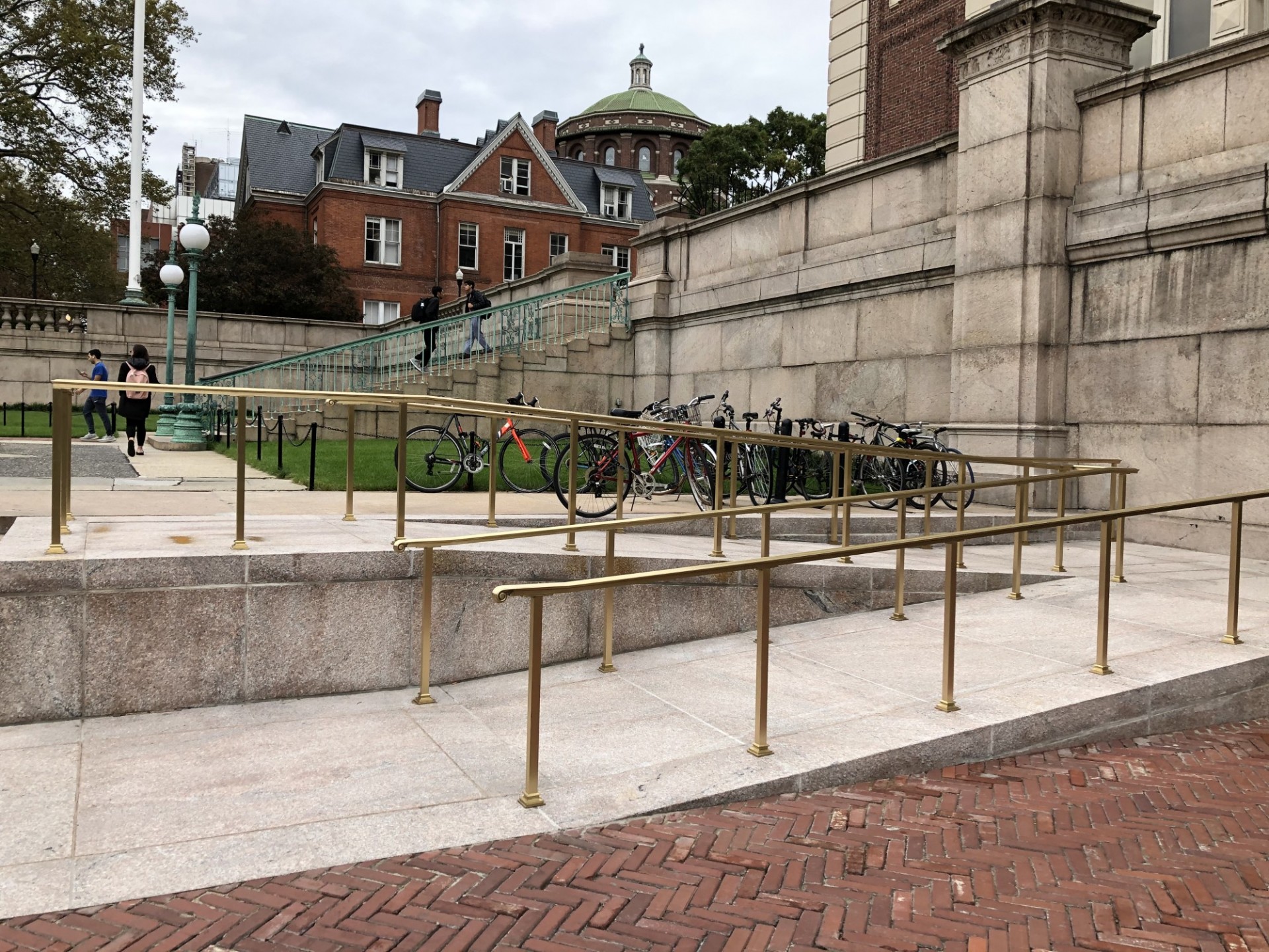 A new ramp connecting College Walk and Low Plaza was installed next to Kent Hall. A new ramp connecting College Walk and Low Plaza was installed next to Kent Hall.