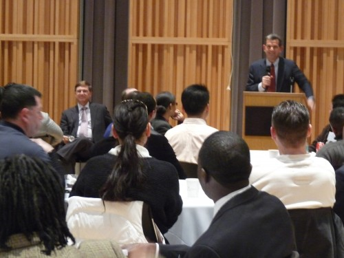 New York City Commissioner Robert Walsh addresses the University's MWL mentees. 