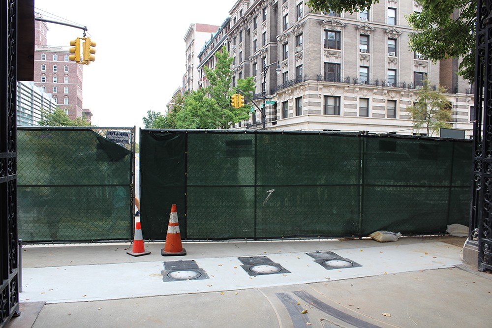 Work on the bollards at the Amsterdam Avenue side of College Walk is nearing completion, and the fencing will be removed on Friday, August 2.