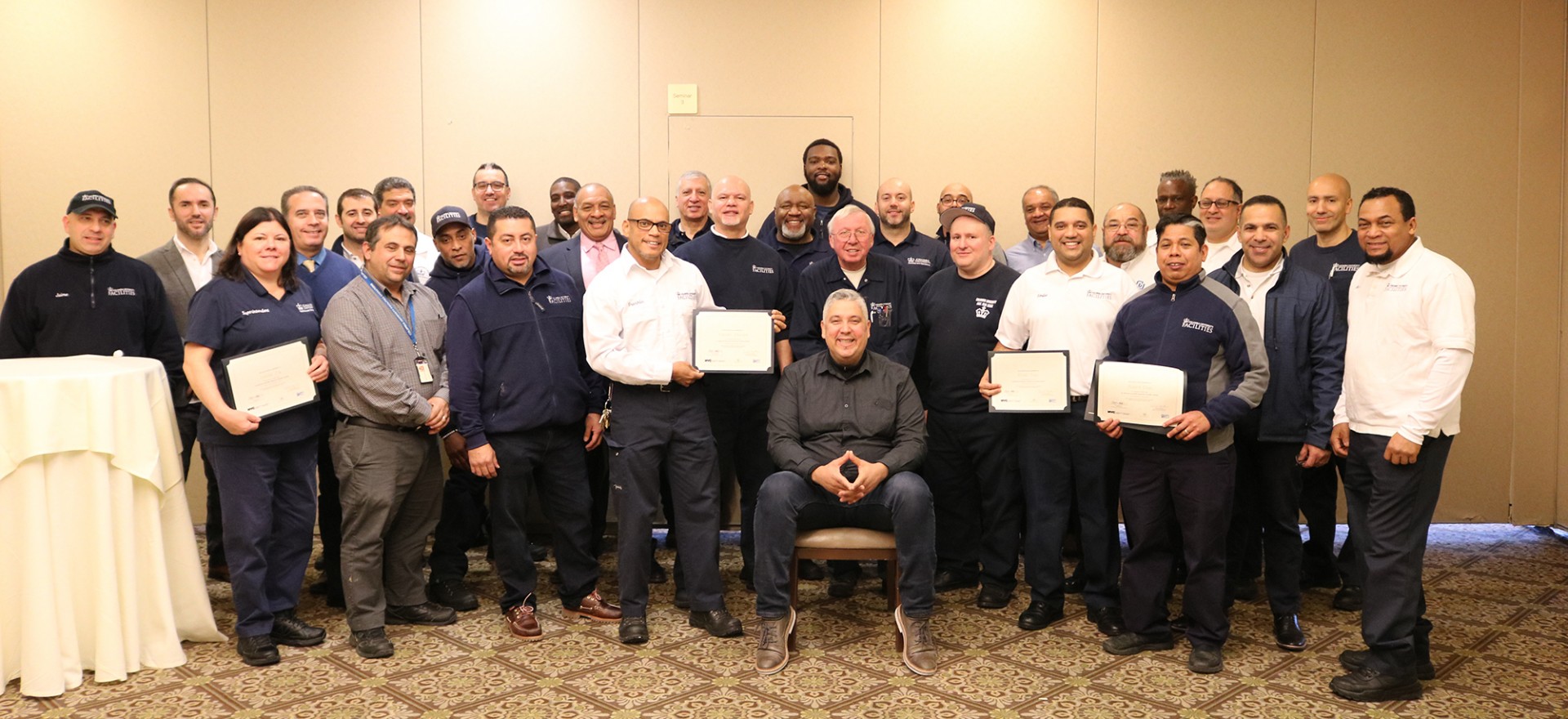 A group of Columbia Residential employees who completed the Building Operator Training program.