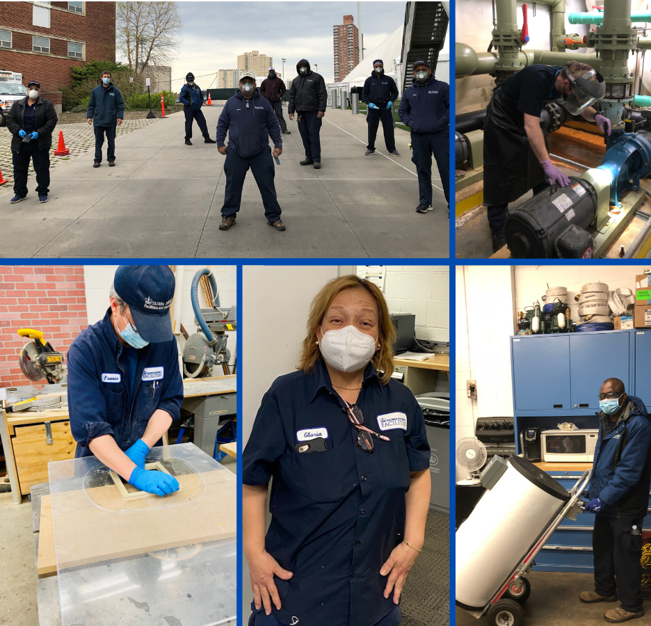 collage of photos of essential Facilities workers
