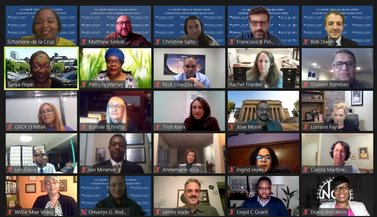 CU Grow graduated its fourth cohort comprised of 19 firms in a virtual ceremony on December 9. 25 people on a Zoom call
