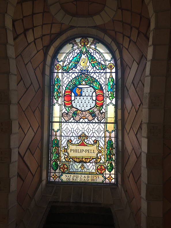 Stained glass windows have been installed in the dome of the Chapel. Stained glass windows have been installed in the dome of the Chapel.
