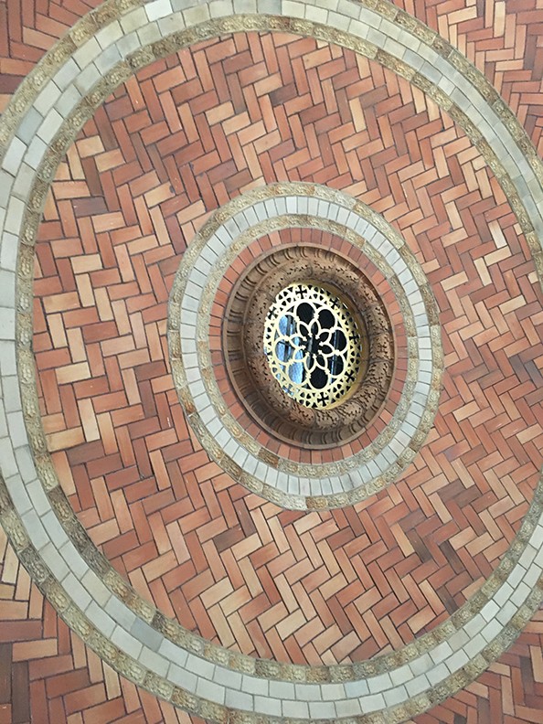 Guastavino tiles in the interior dome ceiling of St. Paul's Chapel.