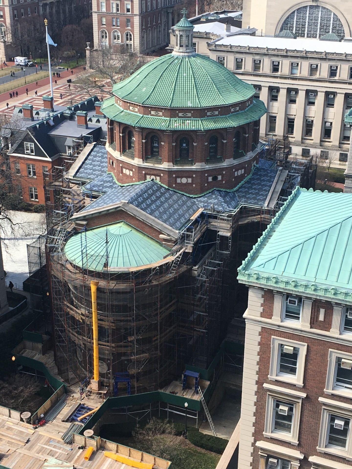 Tile removal from the sloped roof is complete, March 2018