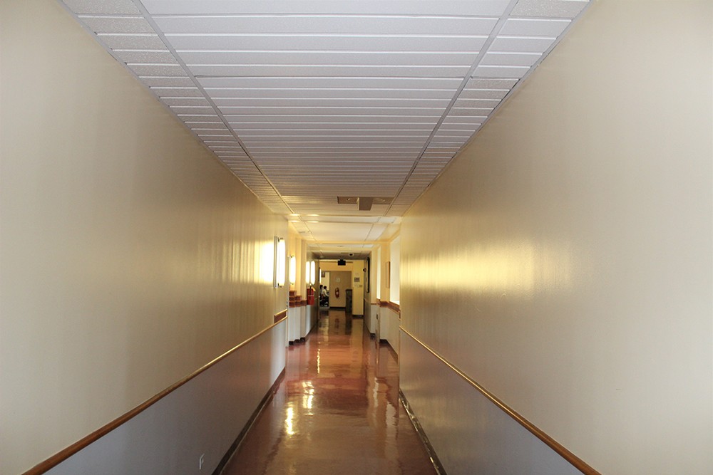 Public space on the fourth and fifth floors of the Computer Science Building was improved by the replacement of ceiling tiles and the painting of corridors. Public space on the fourth and fifth floors of the Computer Science Building was improved by the replacement of ceiling tiles and the painting of corridors.