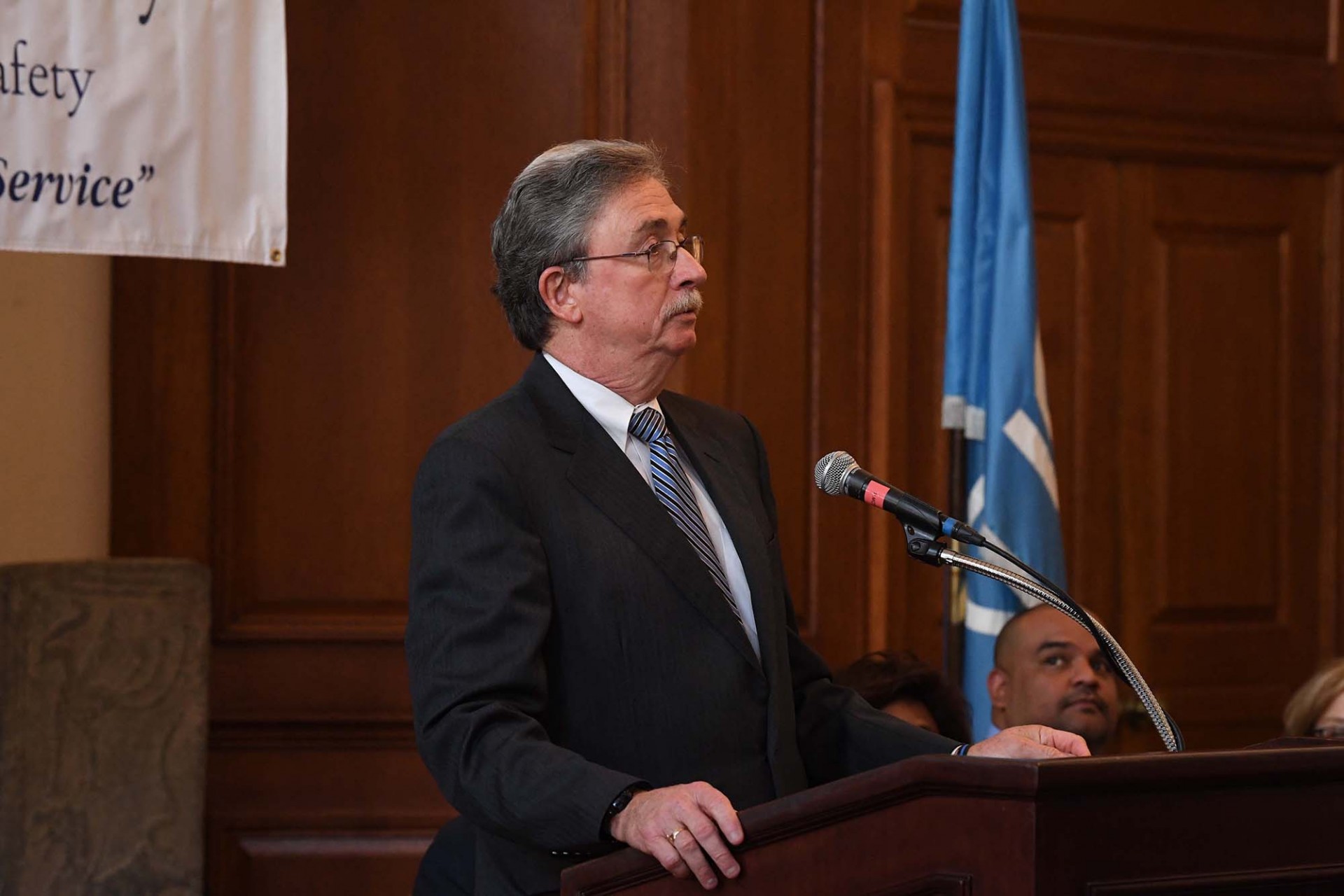 James McShane speaks at the awards ceremony