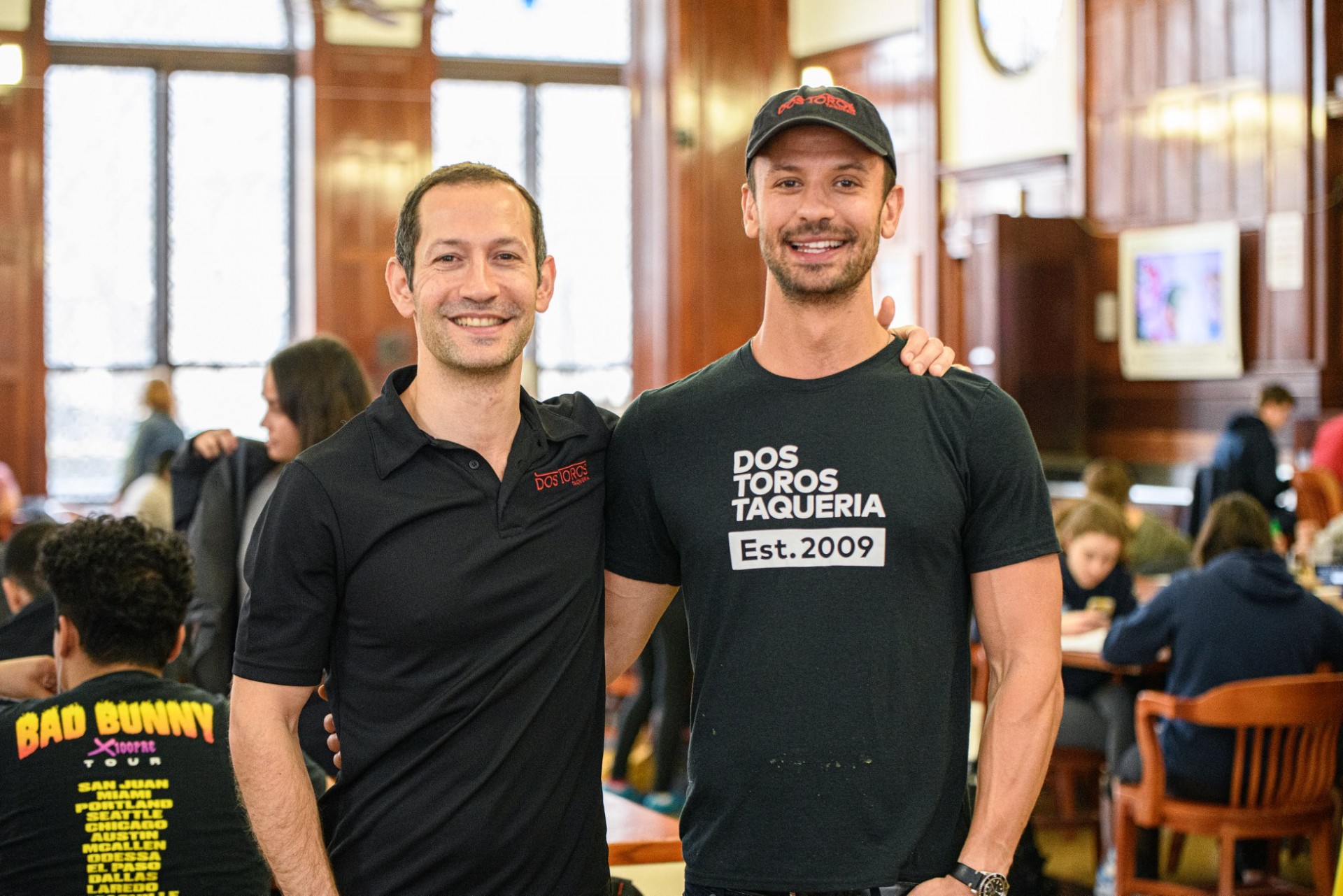 Dos Toros founders Leo and Oliver Kremer stopped by John Hay Hall on February 4 to serve free burrito bowls to Columbia Dining meal plan holders. Leo and Oliver Kremer at John Hay Hall