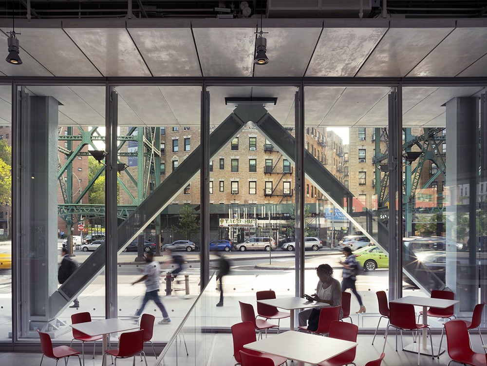 Like all new buildings on the Manhattanville campus, The Forum has a transparent ground floor that is open to the public.  (Photo: ©Nic Lehoux)