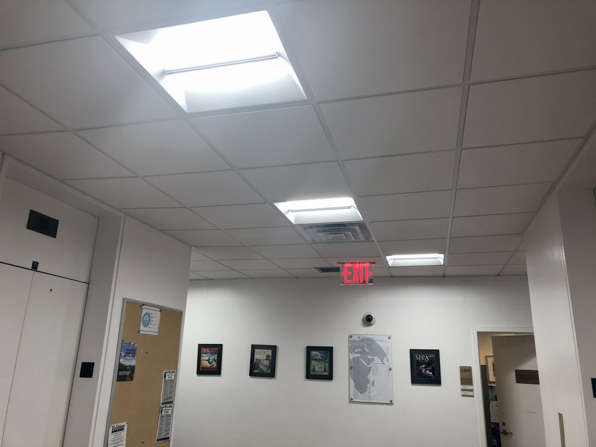 Public space on the twelfth and thirteenth floors of the International Affairs Building was improved with the installation of new ceiling tiles and LED lights. Public space on the twelfth and thirteenth floors of the International Affairs Building was improved with the installation of new ceiling tiles and LED lights.