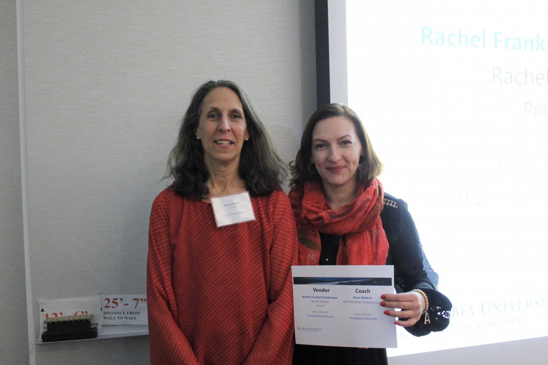 Rachel Frankel, principal of Rachel Frankel Architecture with her dedicated coach, Anna Abelson from AA Marketing Consultancy LLC.