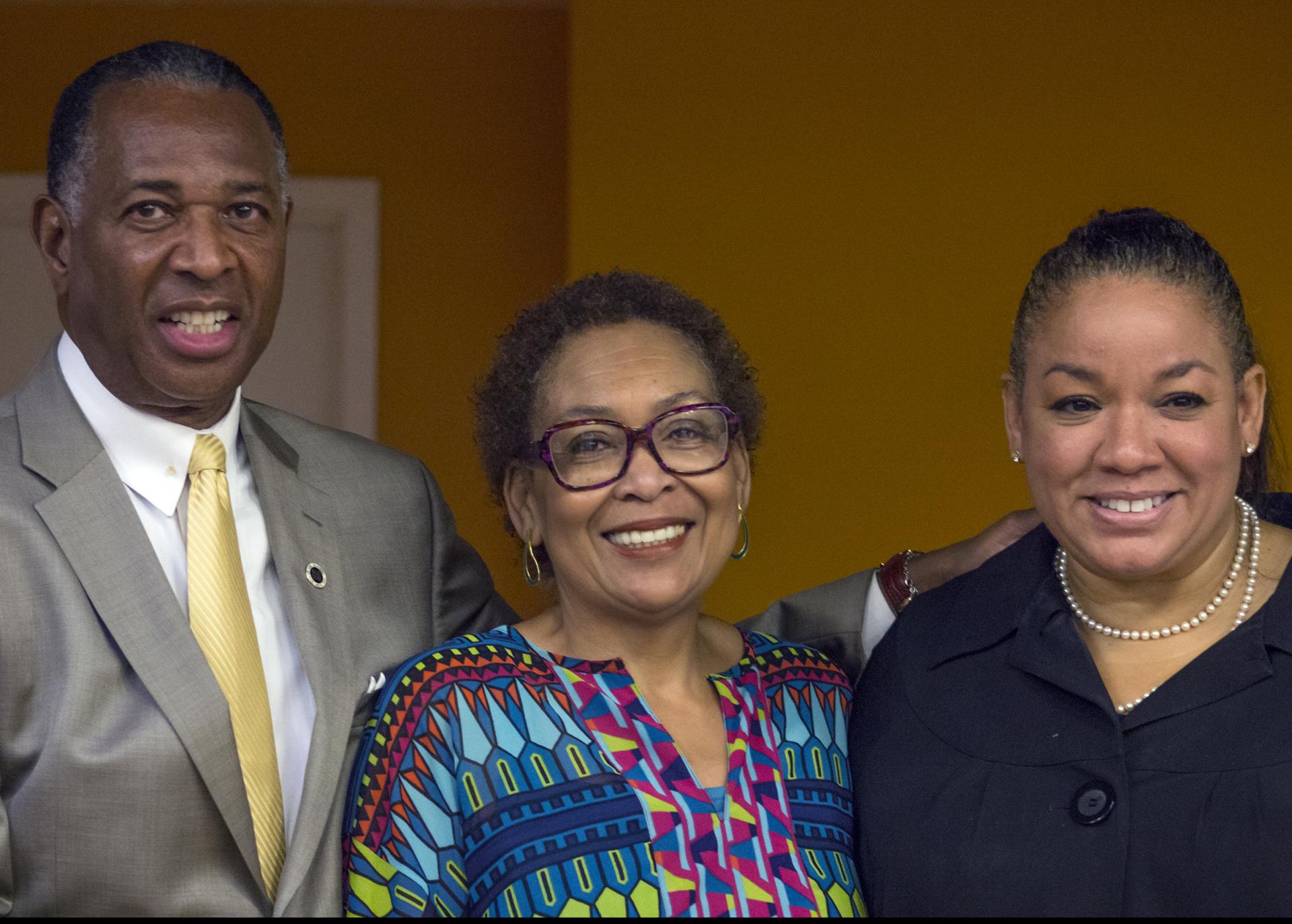 La-Verna Fountain (center) with Rev. Jacques DeGraff (left) and Kimberly Hardy (right), a deputy commissioner at NYC's Small Business Services, at the Greater Harlem Chamber of Commerce's 2017 NYC Economic Development Day