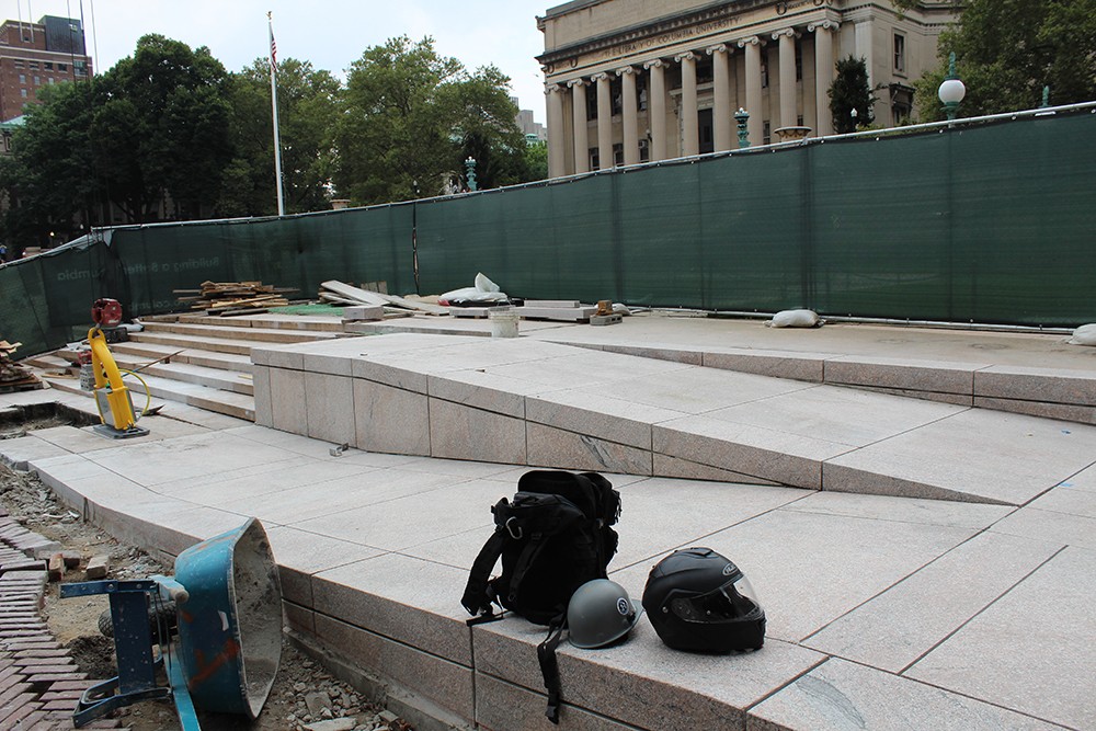 Granite installation is complete on the Low Plaza accessibility ramp, and the adjacent steps are currently being replaced.