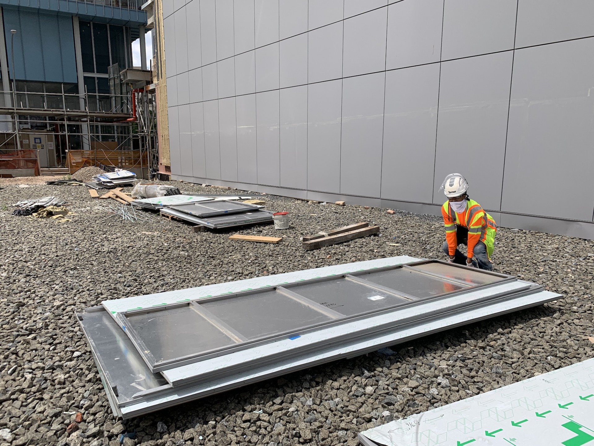 Laborer working on Columbia's Manhattanville construction site.