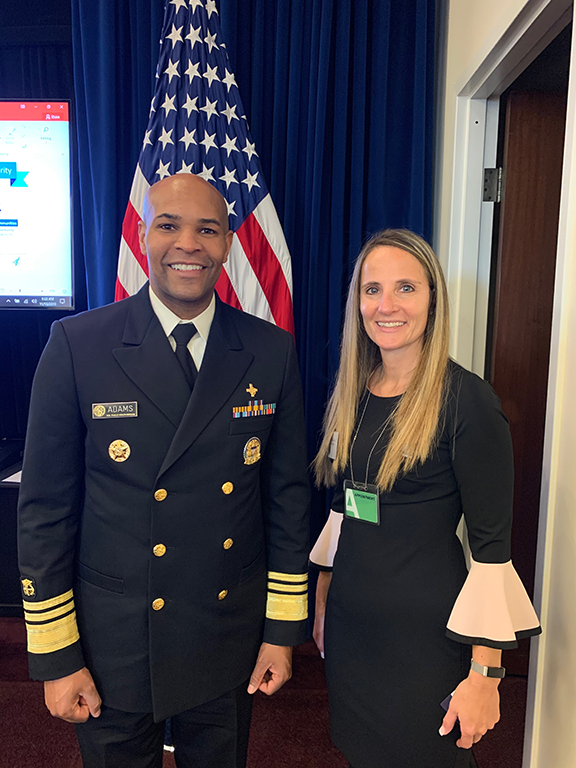 Dr. Jerome Adams, United States Surgeon General, and Dr. Melanie Bernitz, Columbia Health Dr. Jerome Adams, United States Surgeon General, and Dr. Melanie Bernitz, Columbia Health