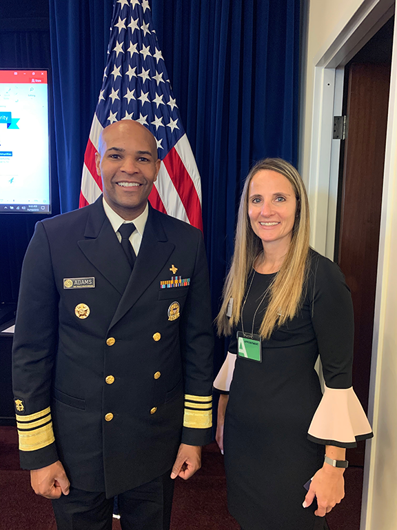 Dr. Jerome Adams, United States Surgeon General, and Dr. Melanie Bernitz, Columbia Health