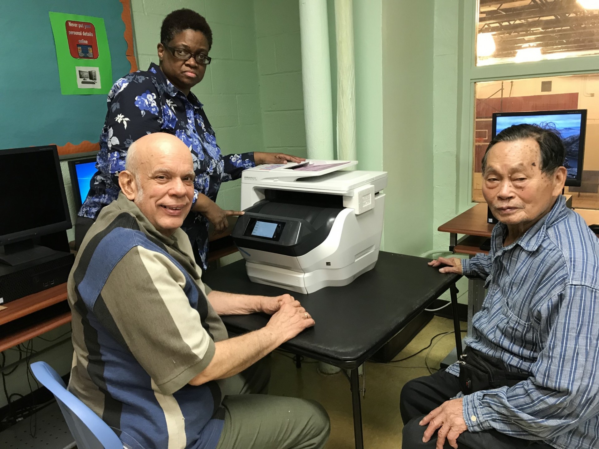 Seniors at PSS Manhattanville Center are using the new printer donated by Columbia to serve their printing and scanning needs.