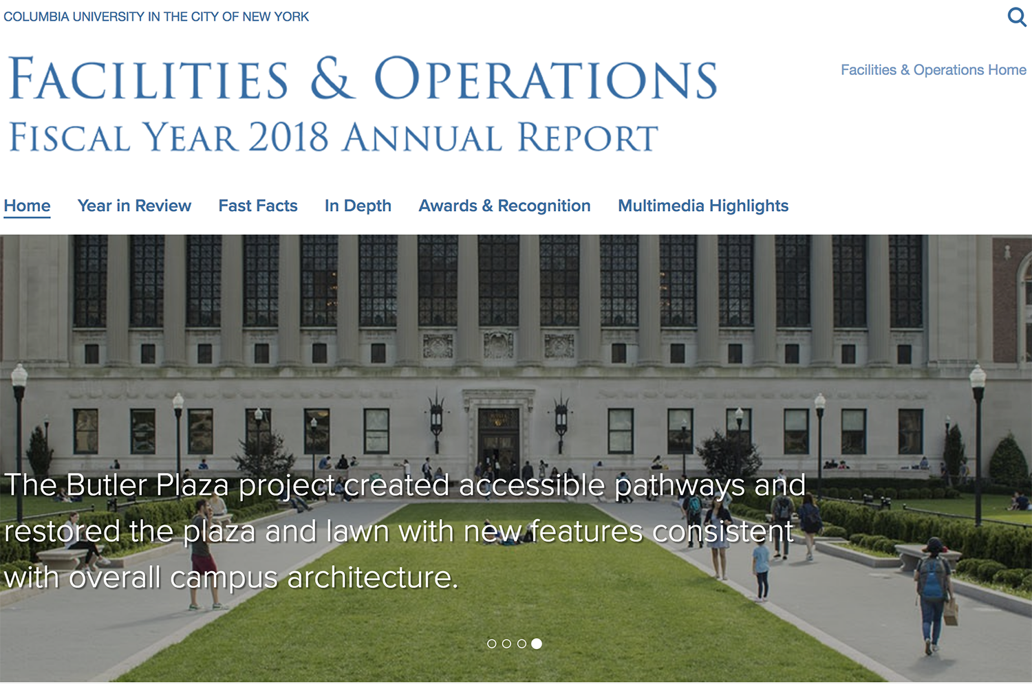 FY18 Annual Report homepage screenshot